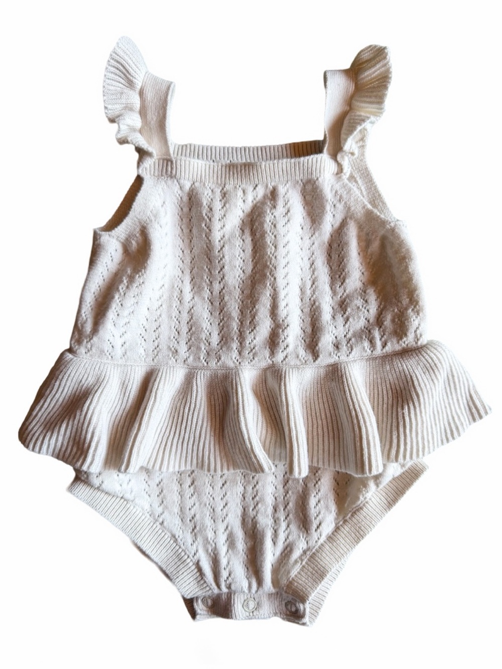 Organic Cotton Cream Boho Ruffle Baby Romper Little Planet sz 6 mo Carters Girls
